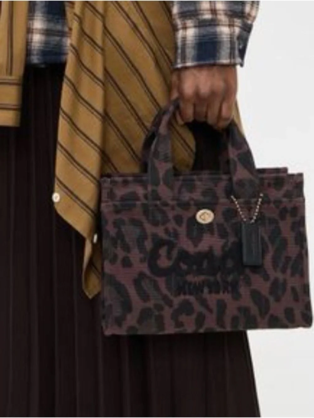 Coach Mini Tote with Leopard Print in Brown and Black